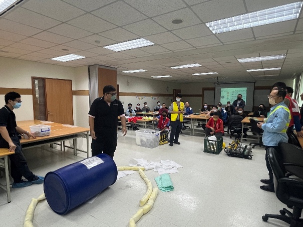 欣興電子化學品緊急應變訓練現場